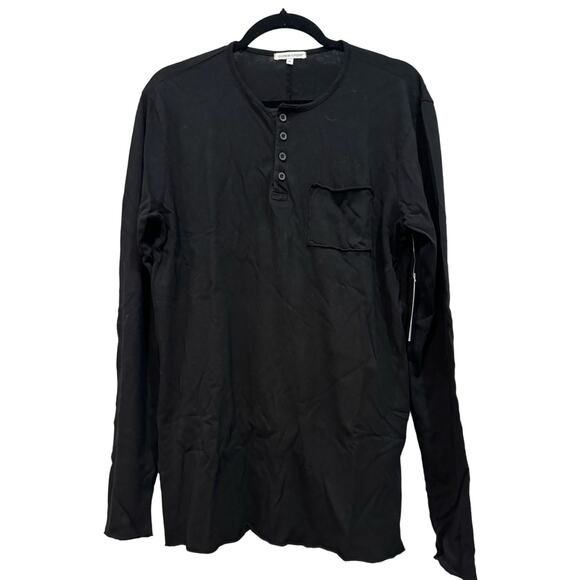 Sold Out! COTTON CITIZEN $95 Jagger Long Sleeve Henley in Jet Black Size M - Picture 1 of 10